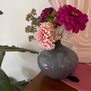 Lilac Ceramic Vase with Floral Design
